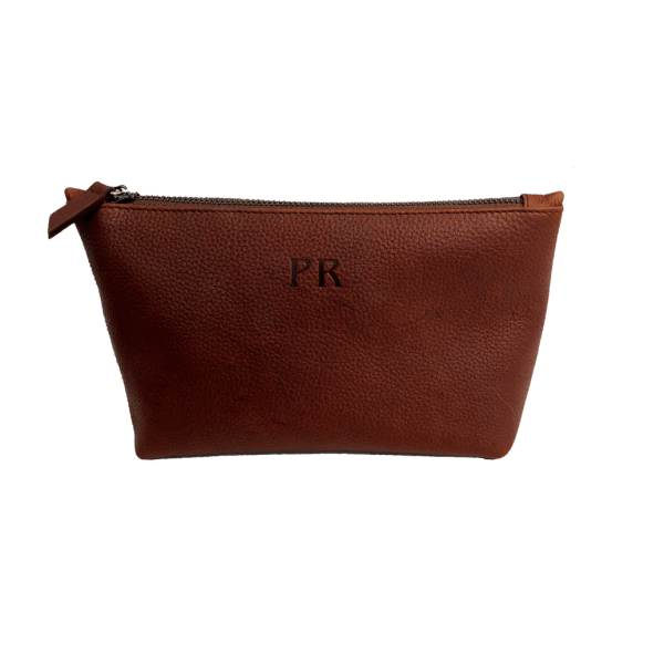 Marion Style Leather Cosmetic Bag - Brown Color